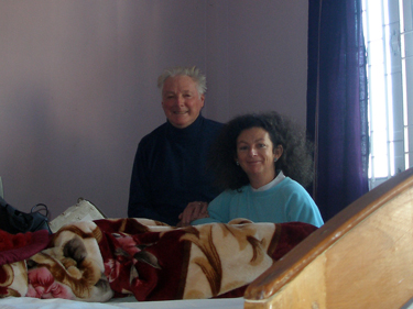 Derek & Sheila in hotel room