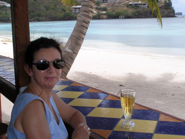 Sheila enjoiys a beer
