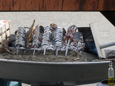 Grilling sardines