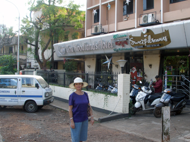 Sheila outside hotel