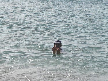 Sheila floating in the bay