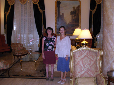 Jade & Sheila in hotel lobby
