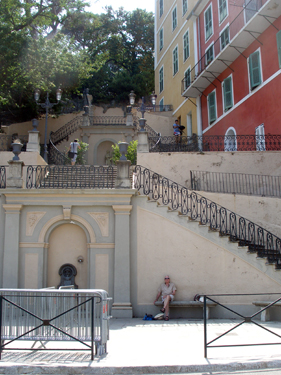 Steps leading up to park