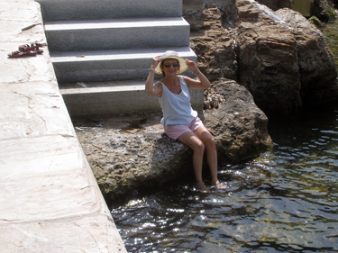 Lads swimming at harbour