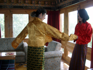 Sheila being dressed