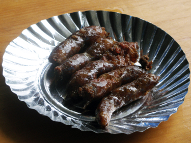 Fried pork sausages
