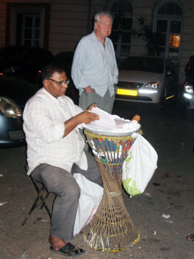 Derek with egg seller