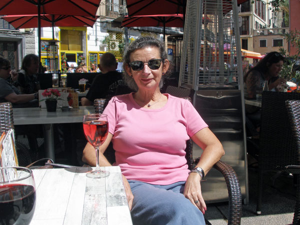 Sheila enjoying a glass of rose