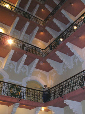 Staircase balconies in the hotel